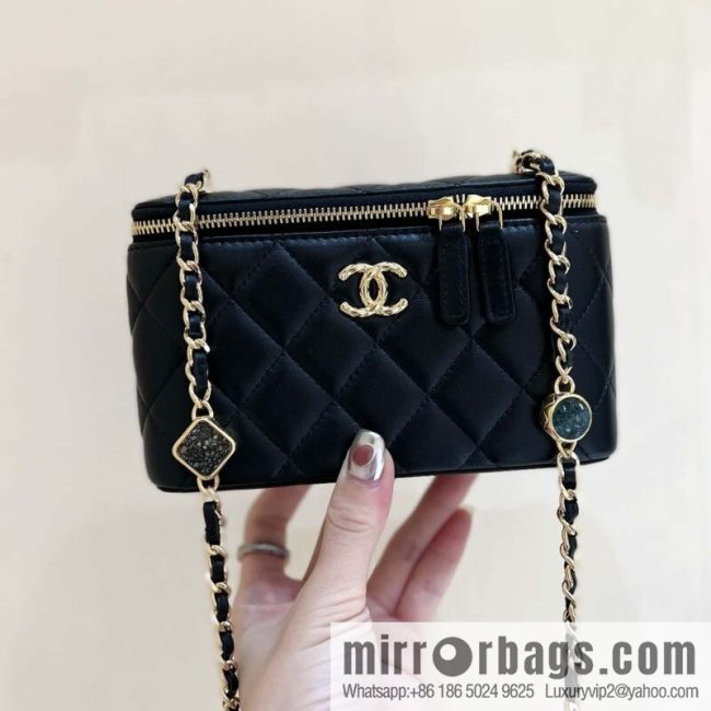 CHANEL 23A Premium Handicraft Collection, Limited Edition Gem chain strap box bag AP3416 black