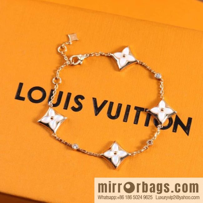 Louis Vuitton Louis Vuitton LV rhombus four-flower white shell, pink shell, malachite bracelet - Image 3