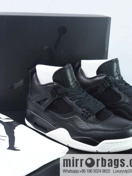 Air Jordan 4 Retro Premium \"Pony Hair Black\" Pure original black and white peak, luxury black item number: 819139 010