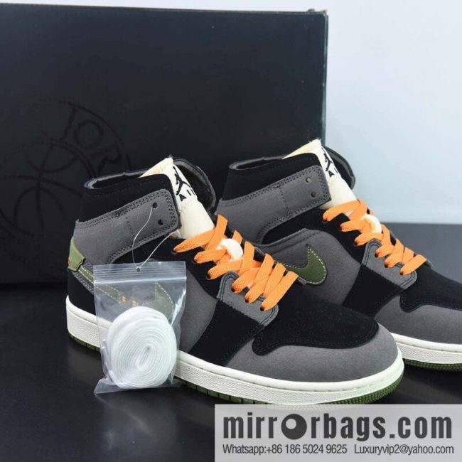 NK Air Jordan 1 Mid SE \"Craft\" AJ1 Joe 1 Black Coal Ash, Zhongbang Casual Board Shoes, Item Number: FD6817-003