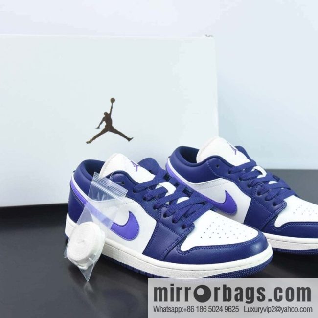 NK Air Jordan 1 Low \"Sail Purple\" AJ1 Jordan Generation Low Top Classic Vintage Culture Leisure Sports Basketball Shoes \"Off White Dark Purple\" DC0774-502