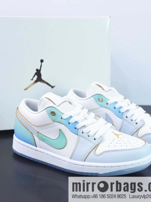 Nike Air Jordan 1 Low SE \"Emerald Rise\" AJ1 Jordan Generation Low Top Classic Vintage Culture Leisure Sports Basketball Shoes \"White Blue Sea Salt Ice Blue\" Item Number: FN8899-131