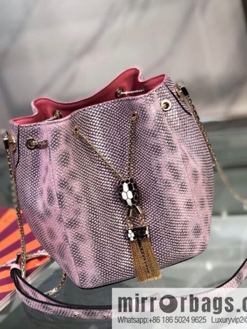 BVLGARI (Bulgari) early spring limited edition new - red water snakeskin beautiful barrel bag model: 287614