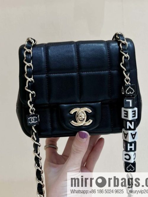 CHANEL 23C dice chain strap fat AS3744 black