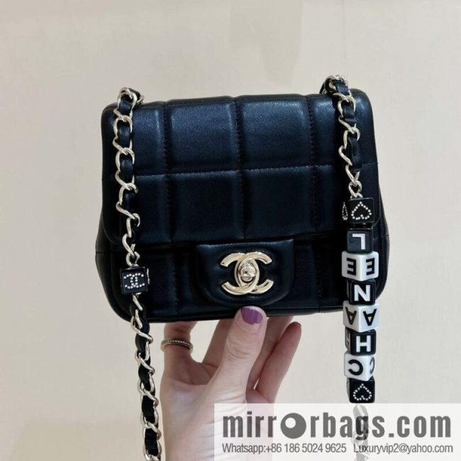 CHANEL 23C dice chain strap fat AS3744 black