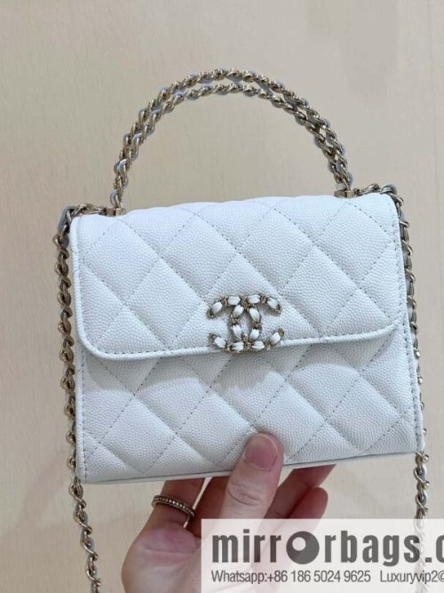 CHANEL 23P spring and summer trailer series Kelly leather handle bag AP3237 white