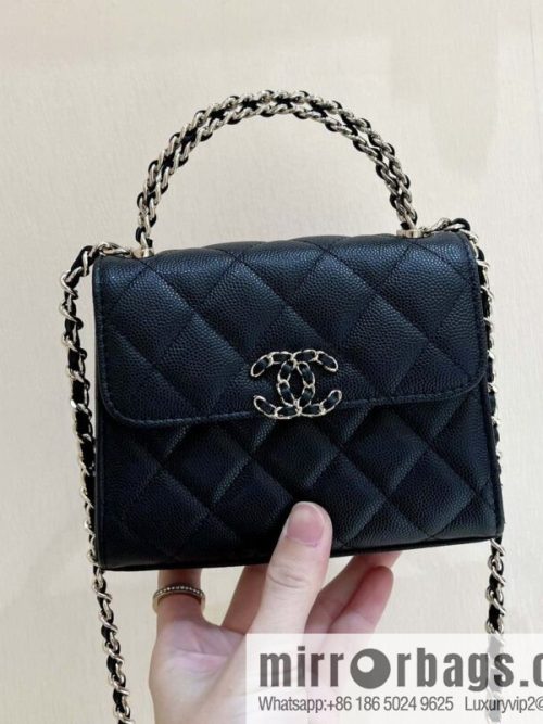 CHANEL 23P spring and summer trailer series Kelly leather handle bag AP3237 black