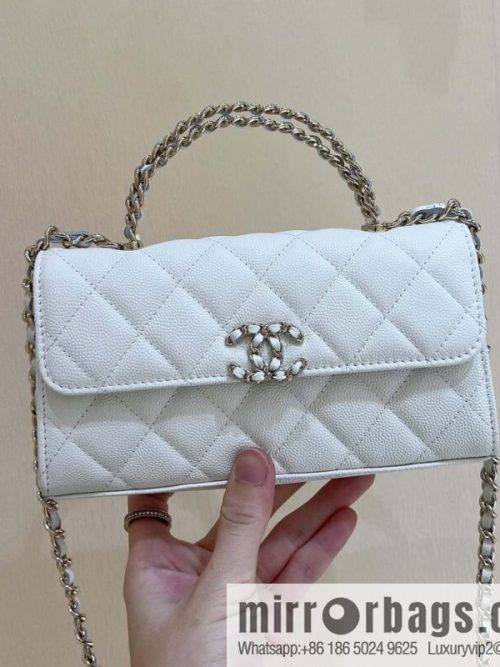 CHANEL 23P spring and summer trailer series Kelly leather handle bag AP3238 white