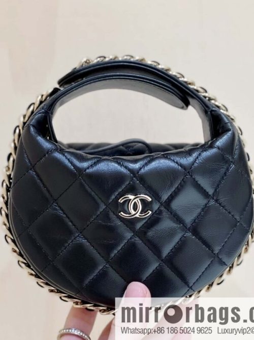 CHANEL 23C early spring vacation new pouch hula hoop AP3095 black
