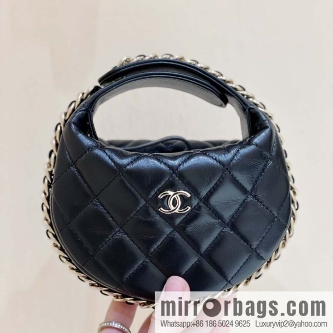 CHANEL 23C early spring vacation new pouch hula hoop AP3095 black