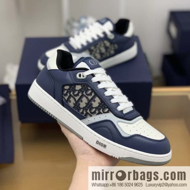 DIOR Dior uses black smooth cow leather (fabric) to carefully make B27 low-top sneakers