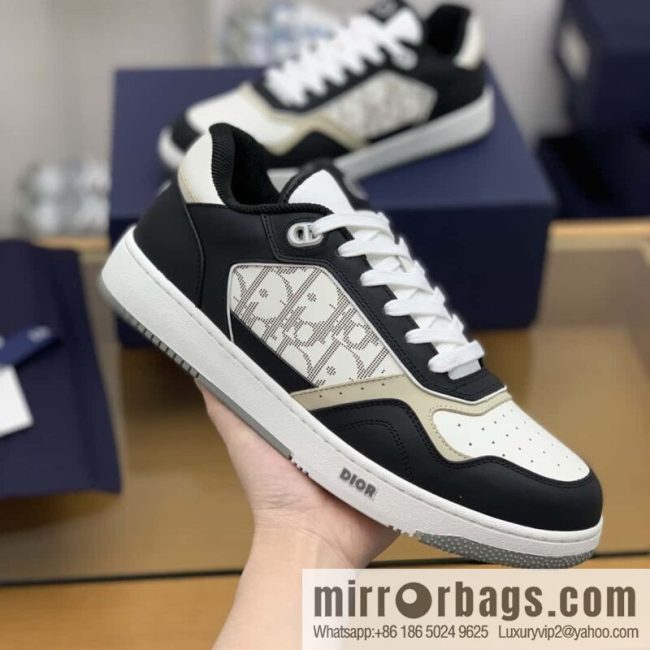 DIOR Dior uses black smooth cow leather (fabric) to carefully make B27 low-top sneakers