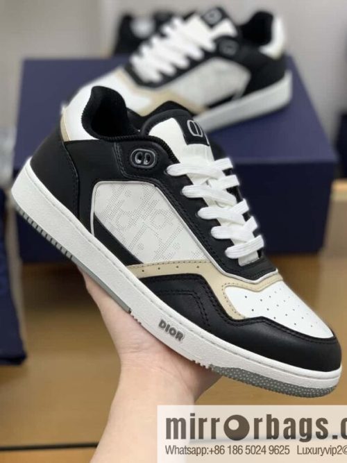 DIOR Dior uses black smooth cow leather (fabric) to carefully make B27 low-top sneakers