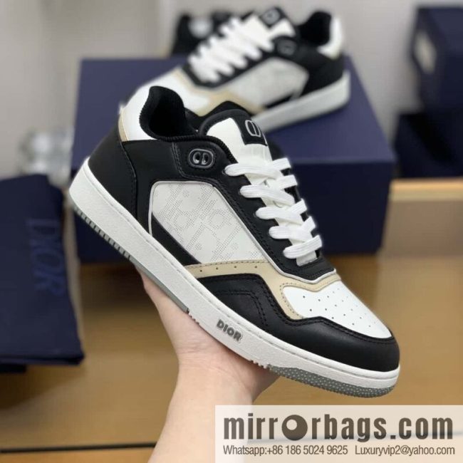 DIOR Dior uses black smooth cow leather (fabric) to carefully make B27 low-top sneakers