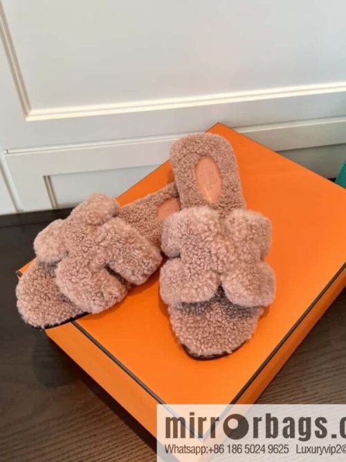 HERMES Hermès 2022 Teddy model Italy Europe imported lamb wool women\'s sandals