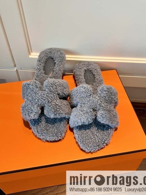 HERMES Hermès 2022 Teddy model Italy Europe imported lamb wool women\'s sandals