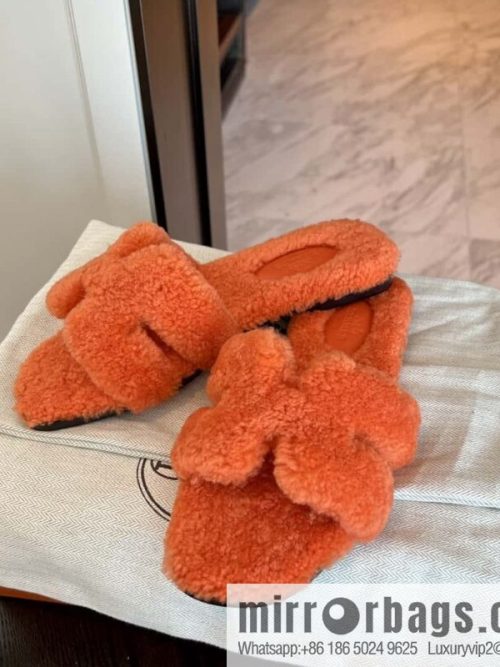 HERMES Hermès 2022 Teddy model Italy Europe imported lamb wool women\'s sandals