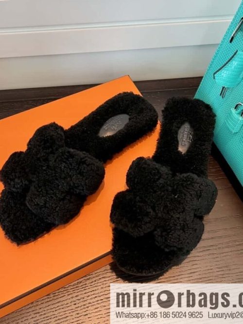HERMES Hermès 2022 Teddy model Italy Europe imported lamb wool women\'s sandals