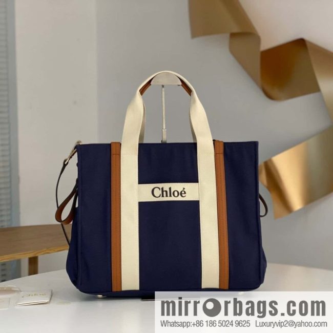 2023S Chloe KIDS Mother and Child Bag 40CM Navy Blue with Brown
