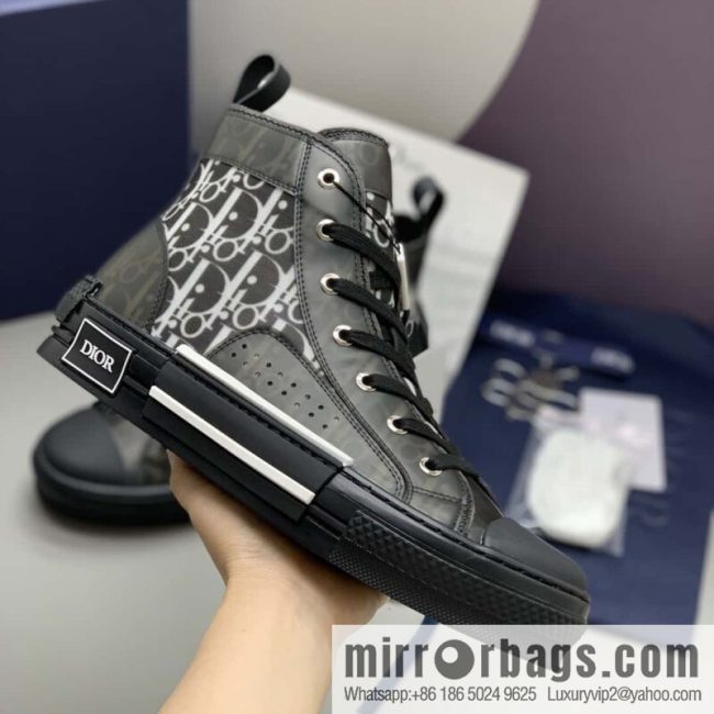 DIOR black transparent mesh B23 high top shoes