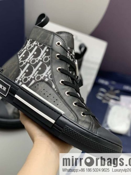 DIOR black transparent mesh B23 high top shoes