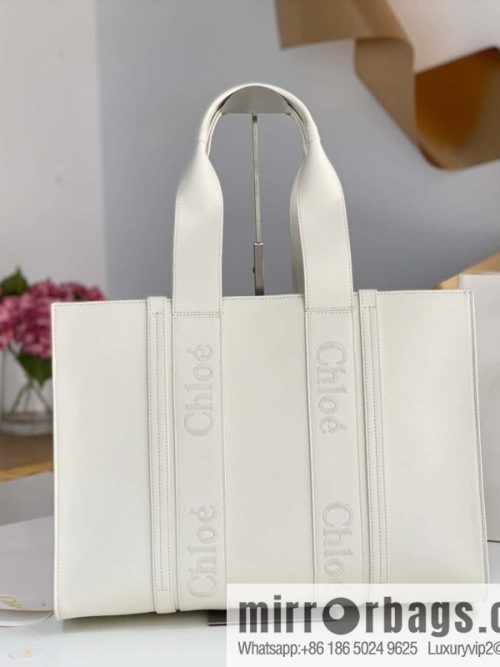 Chloe Woody Full Pitot Bag, White Large 45CM