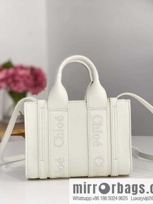 Chloe Woody Full Pitot Bag, White Mini20CM