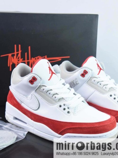 Air Jordan 3 Retro \"Tinker\" Michael Jordan AJ3 generation middle help Vintage leisure sports culture basketball shoes, white and red, manuscript hook change, item number: CJ0939 100