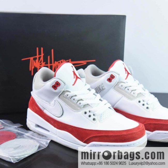 Air Jordan 3 Retro \"Tinker\" Michael Jordan AJ3 generation middle help Vintage leisure sports culture basketball shoes, white and red, manuscript hook change, item number: CJ0939 100