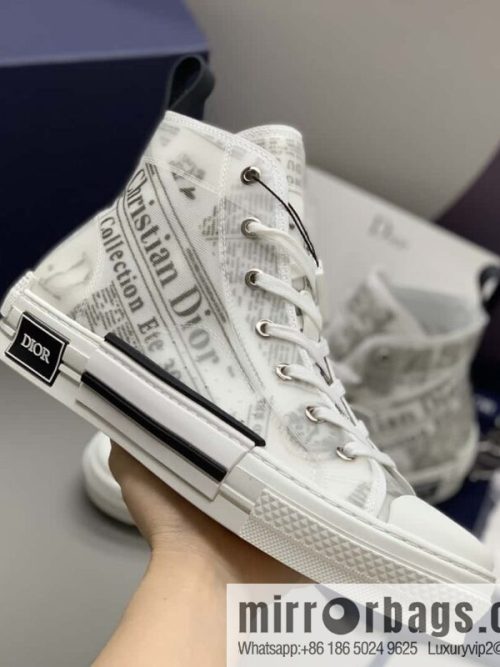 DIOR white transparent mesh B23 high-top shoes