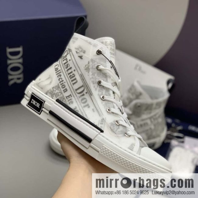DIOR white transparent mesh B23 high-top shoes