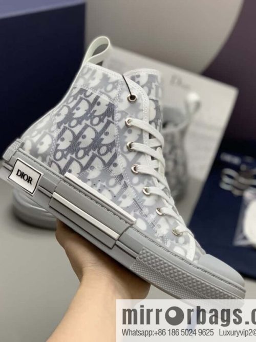 DIOR white transparent mesh B23 high-top shoes