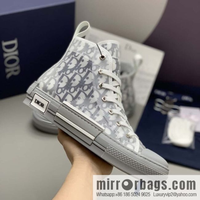 DIOR white transparent mesh B23 high-top shoes