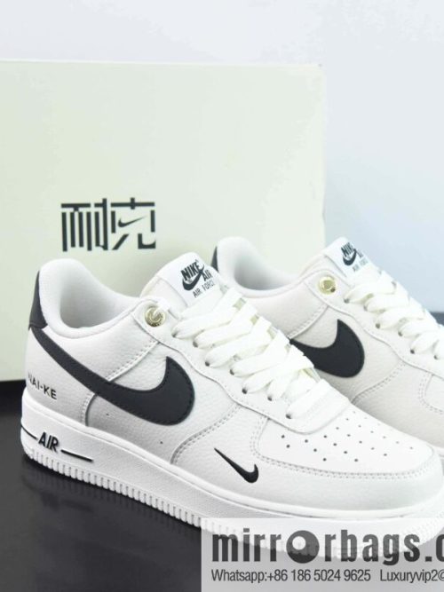 NK Air Force 1 \'07 Low \"NAI-KE/Beige/Black\" Air Force One Classic Low-Top Versatile Casual Sports Board Shoes \"NAIKE Off-White and Black Small Hook\" Item Number: NK0621-922