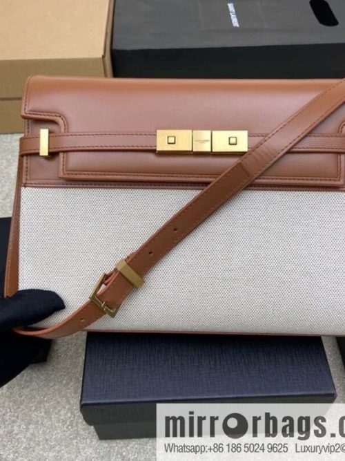 Manhattan latest bag type flip Manhattan baguette bag brown linen/gold model: 553742