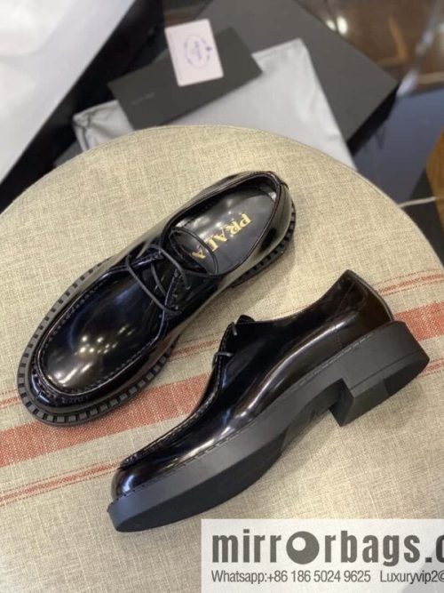 PRADA glossy lace-up shoes
