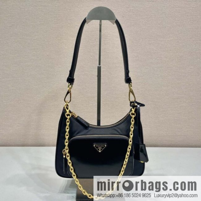 PRADA Prada nylon with glossy leather new armpit bag 1BC198