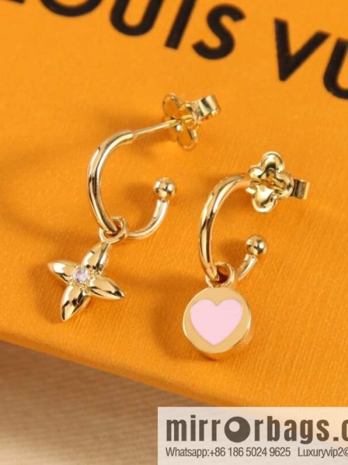Louis Vuitton Louis Vuitton Qixi Festival limited LV pink peach heart love stud earrings