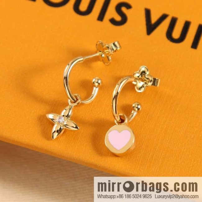 Louis Vuitton Louis Vuitton Qixi Festival limited LV pink peach heart love stud earrings