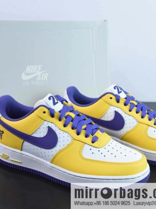 NK Air Force 1 Low Retro QS Air Force One Low Help, White Purple Yellow, Purple Gold Lakers Item Number: FZ1151-100