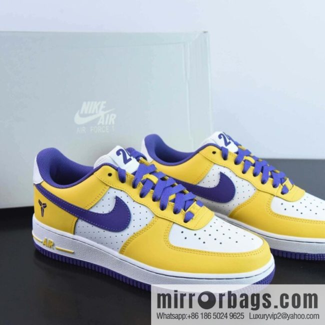 NK Air Force 1 Low Retro QS Air Force One Low Help, White Purple Yellow, Purple Gold Lakers Item Number: FZ1151-100
