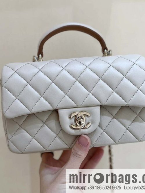 CHANEL classic cf mini handle 20CM AS2431 apricot and caramel