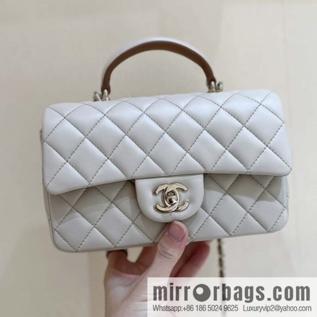 CHANEL classic cf mini handle 20CM AS2431 apricot and caramel