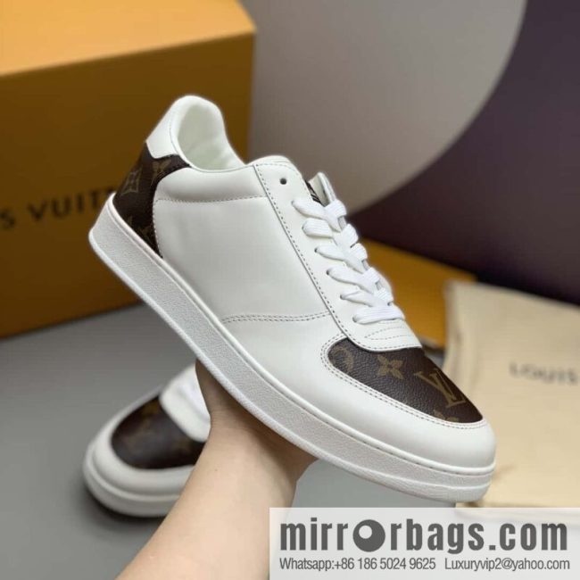 LV leather patchwork classic \"logo\" men\'s casual shoes