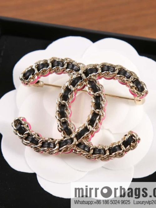 New ☑️ Chanel Double C Black Leather Rope Red Rope Brooch