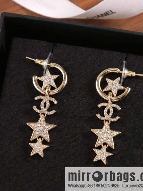 New ☑️ Chanel C4 double c star pentagram earrings