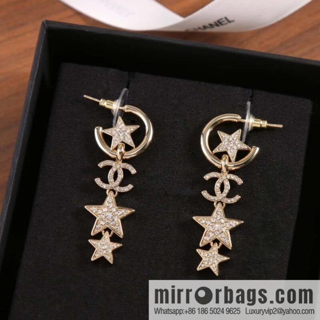 New ☑️ Chanel C4 double c star pentagram earrings