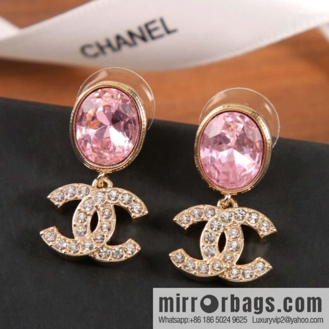 New ☑️ Chanel C1 double c pink diamond stud earrings