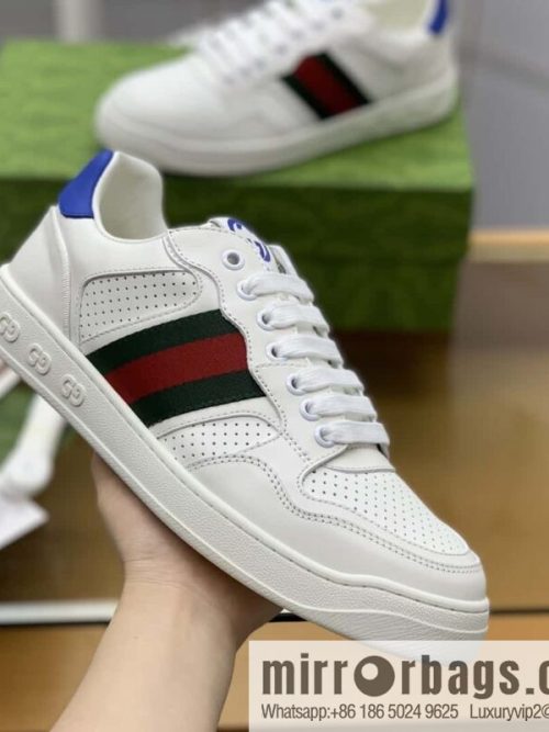 GUCCI side trim classic double G white leather men\'s casual shoes