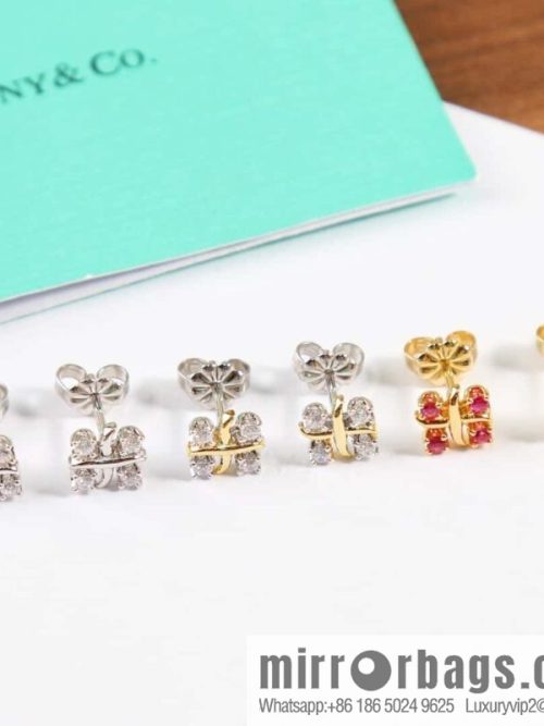 New ☑️ Tiffany & Co. Tiffany color cross stud earrings
